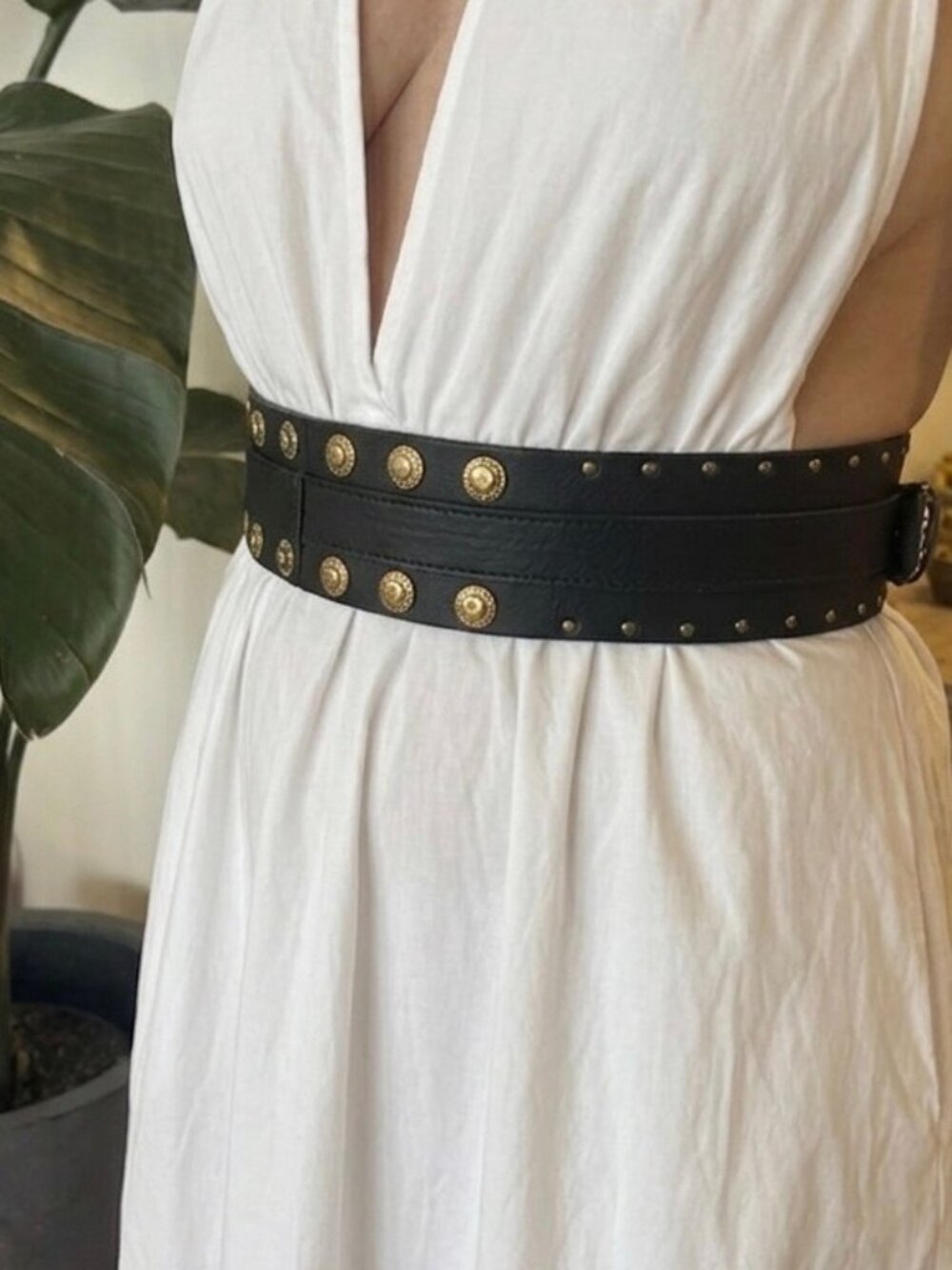 balmain black and gold belt